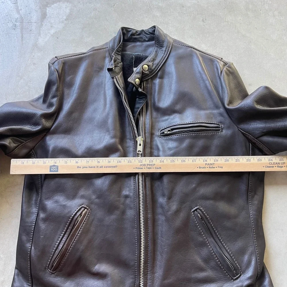 Vintage Vanson Associates Boston Brown Leather Cafe Racer Jacket Size 46 Talon